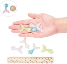 Mermaid Tail Charms Resin Scales Fairy Tale Flat Back Flatback Assorted 33mm - £3.59 GBP