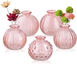 Eleganttime Single Glass Bud Vase Pink Glass Vases For, Home And Garden - $25.94