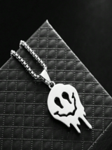 Punk Stainless Steel Melting Emoji Necklace - £7.65 GBP