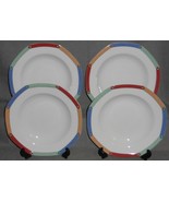 Set (4) Christopher Stuart DIAMOND OPTIC PATTERN Octagonal SOUP BOWLS - $96.95 CAD