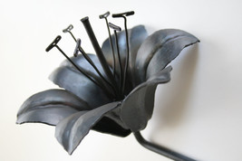 6th Anniversary Wedding Gift Forged Iron TIGER LILY Handmade Metal Steel Flower - $57.00