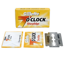 25 Gillette 7 O&#39;Clock Yellow Sharp Edge Double Edge Safety Razor Blades - £7.62 GBP