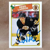 1988-89 O-Pee-Chee #145 REED LARSON Signed Autograph Boston Bruins Card - £4.69 GBP