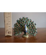 Vintage Rucinni Swarovski Crystal Accented Peacock Hinged Trinket Box SI... - $707.15 MXN