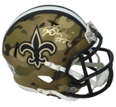 Rashid Shaheed Autographed (Gold) Saints &#39;Camo&#39; Mini Speed Helmet Beckett - $99.00