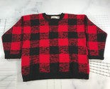Vintage GAP Sweater Mens Large Black Red Buffalo Plaid Wool Woolmark Thick - $105.95