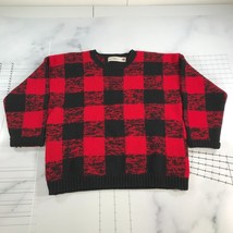 Vintage GAP Sweater Mens Large Black Red Buffalo Plaid Wool Woolmark Thick - £83.45 GBP
