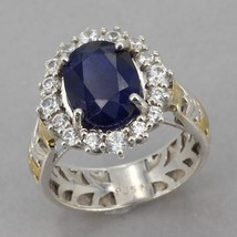 Michael Valitutti Palladium Silver & 18K Vermeil Cobalt Spinel Zircon Ring Sz 7 - $79.99
