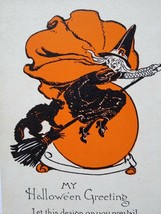 Halloween Fantasy Postcard Metropolitan News 1133 Black Cat Witch Non Posted - £78.72 GBP