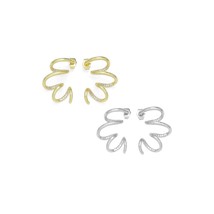 Clear CZ Gold Silver Spiral Swirl Earrings, Sku#A259 - £6.30 GBP