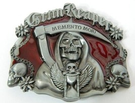 Red Grim Reaper Belt Buckle Metal BU186 - $10.95