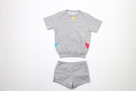 Vintage 80s Izod Lacoste Girls Small Distressed 2 Piece Sweat Suit Outfit Gray - £31.51 GBP
