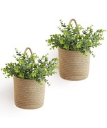 2 Pack Wall Hanging Rope Basket With Artificial Eucalyptus Farmhouse Dec... - £32.72 GBP