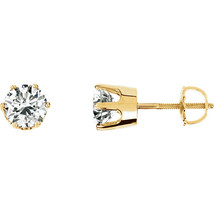 Round Diamond Stud Earrings 14k Yellow Gold (2.01 Ct J VS2-SI1 Clarity GIA ) - £6,928.46 GBP
