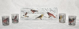 5 Piece Shot Glass Cordial Set with Birds - Set of Four Shots on Matching Tray - £27.93 GBP