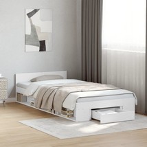 Modern Wooden White Single Size 90cm Bed Frame Base With Storage Drawer Wood - £139.17 GBP