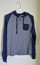 Distortion Long Sleeve Lightweight Hoodie Navy Blue Striped Men&#39;s Size M - $320.57 MXN