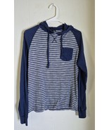 Distortion Long Sleeve Lightweight Hoodie Navy Blue Striped Men&#39;s Size M - $320.57 MXN