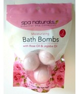 Spa Naturals Luxury Collection Bath Bombs 3-pack Fizzies ROSE OIL &amp; JOJO... - $6.64