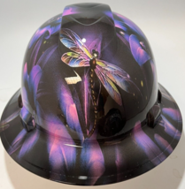 New Full Brim Hard Hat Custom Hydro Dipped Purple Dragonfly - £52.11 GBP