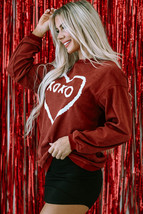 Racing Red XOXO Heart Shape Graphic Corded Sweatshirt - $21.99