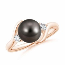 ANGARA Classic Tahitian Pearl Bypass Ring for Women, Girls in 14K Solid Gold - £704.31 GBP