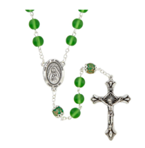 Our Lady of Guadalupe Rosary Venice Collection Green Glass Double Capped... - $19.99