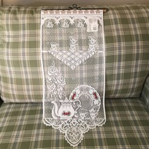 Heritage Lace Wall Hanging Door Hanger Fabric Tapestry Teapot Tea Cups 2... - $16.10