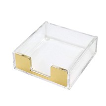Clear Gold Acrylic Sticky Note Pad Holder For Desk, Memo Holder Paper Dispenser, - £16.46 GBP
