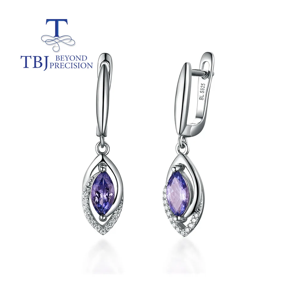 Natural blue Tanzanite gemstone clasp earring 925 sterling silver with precious  - £106.10 GBP