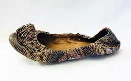 Jeffrey Campbell Flats Brown Python Leather Zipper Ruffle Shoes size 6.5 - £12.64 GBP