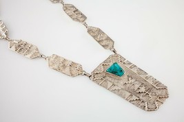 Unique Vintage Dan Jackson Navajo Turquoise Sterling Silver Necklace - £1,161.66 GBP