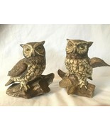 HOMCO Horned Owls Set of Two Ceramic Figurines Signed Vintage - £12.78 GBP