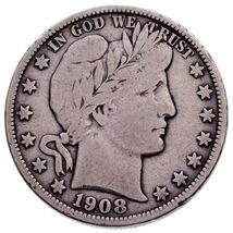 1908-O Barber 50C Half Dollar in Fine Condition, Light Gray Color - $69.29