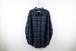 Vintage 90s Pendleton Mens Size Large Wool Board Button Shirt Blue Plaid USA - £62.24 GBP