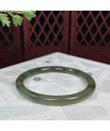 Natural Certified Icy Green Lake Hetian Jade Thin Round Bangle 52MM - $209.99