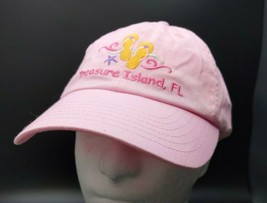 Florida Ball Cap Hat Treasure Island FL Adjustable Metal Clasp Candy Pink  - £7.58 GBP