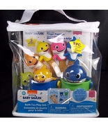 Baby shark bath toy playset 9 pcs 2 squirters &amp; tubs finger puppets - £13.32 GBP