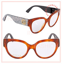 GUCCI AUTHENTIC 0103 Havana Silver Glitter Eyeglasses Optical Frame GG01... - £279.67 GBP