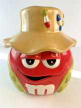 M&amp;M Red Fly Fisherman w/ Hat Ceramic Candy/Cookie Jar w/ Lid - Canister ... - $16.88