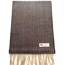 Men&#39;s 100% CASHMERE Scarf Brown / Beige Herring Bone Twill Design Soft Wool #J02 - £7.49 GBP