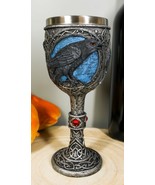 Vial Of Blood Alchemy Moonlight Raven Crow On Pentagram Wine Goblet Chal... - $35.39 CAD