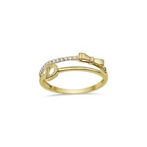 14k Gold Stackable Bow Knot Letter D Ring Cz Women Size 7.5 - £205.09 GBP
