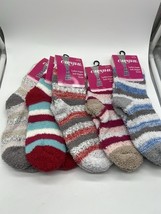 (5) Carnival Ladies Super Soft Slipper Socks Pink Grey Purple Yellow War... - $13.12