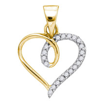 10k Yellow Gold Round Diamond Heart Love Fashion Pendant 1/10 Ctw - £69.60 GBP