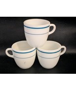 Lotto Di 3 PYREX Caffetteria Mess Hall 723 Latte Vetro Verde Blu Righe F... - $25.97