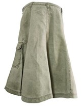 J Jill 12 Green Midi Skirt 100% Linen Cargo Utility Corp core Military S... - £18.72 GBP