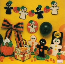 Plastic Canvas Halloween Ghosts Pumpkin Tissue Cover Card Caddy Doorknob Pattern - £9.47 GBP