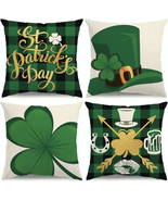 St Patricks Day Pillow Covers 18X18 Shamrocks Throw Pillows Green Buffal... - £16.66 GBP