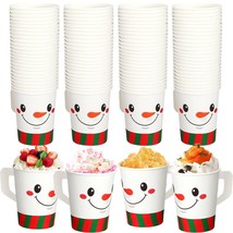 100 Pcs Snowman Christmas Cups With Handle, 9 Oz Xmas Paper Cups Bulk Disposable - $44.99